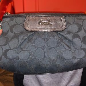 Metallic shimmer Blue Coach clutch purse wristlet